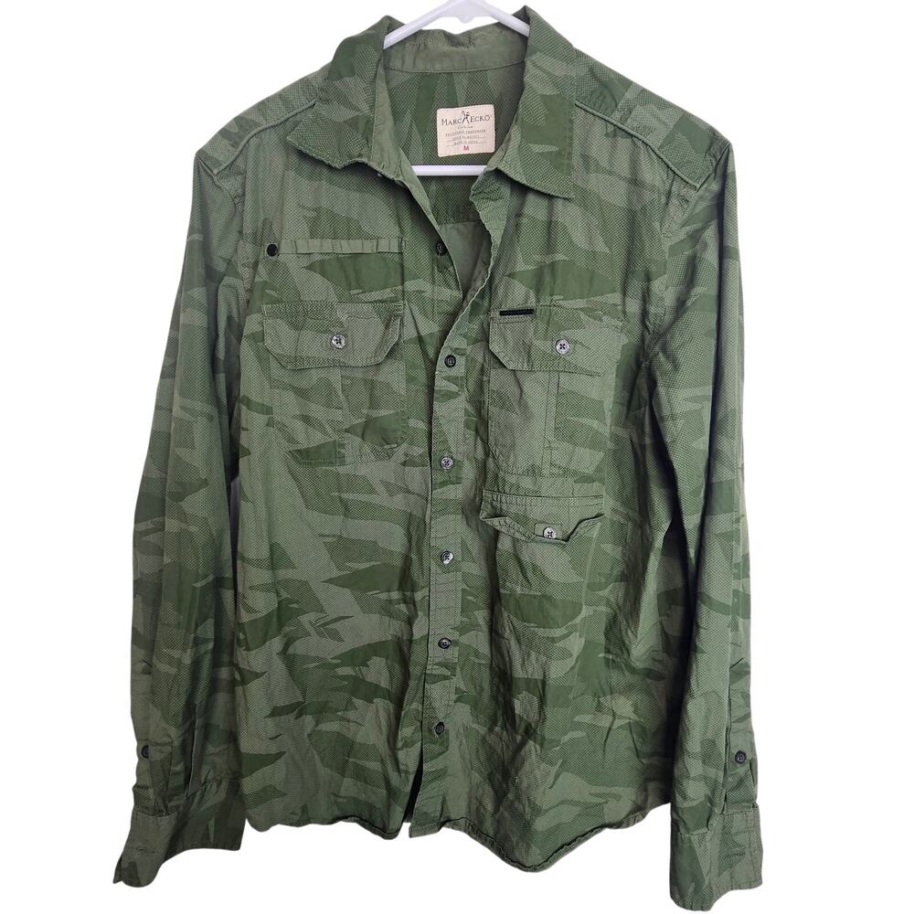 Marc Ecko Mens Y2K Camo Shirt Size M Cotton Lightweight Camouflage Skater Grunge
